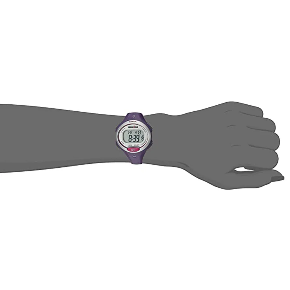 Timex Womens Mid-Size Gray Dial Purple Plastic Band Ironman Watch - TW5K901
