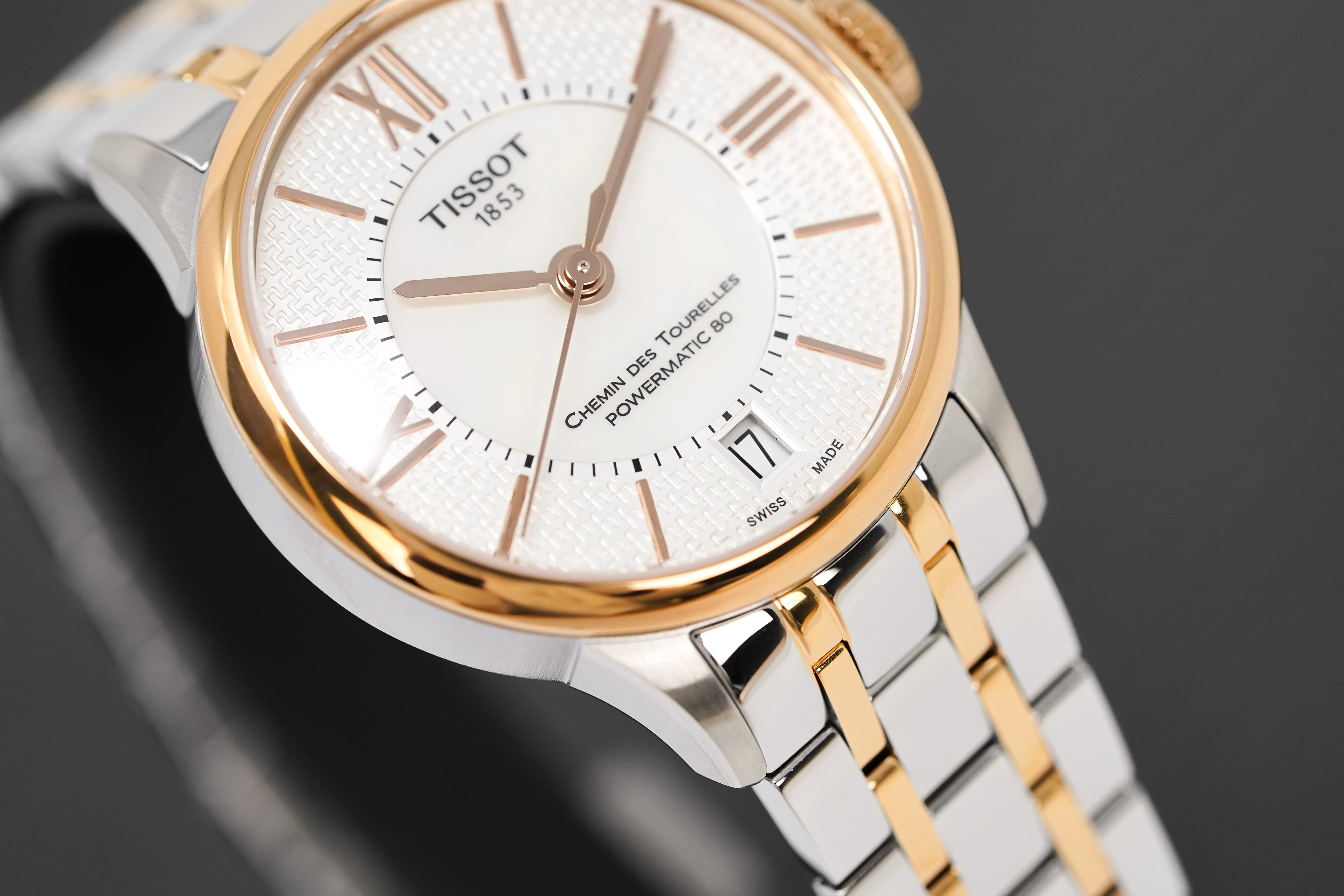 Tissot Chemin Des Tourelles Powermatic 80 Ladies White Rose Gold Watch T0992072211801