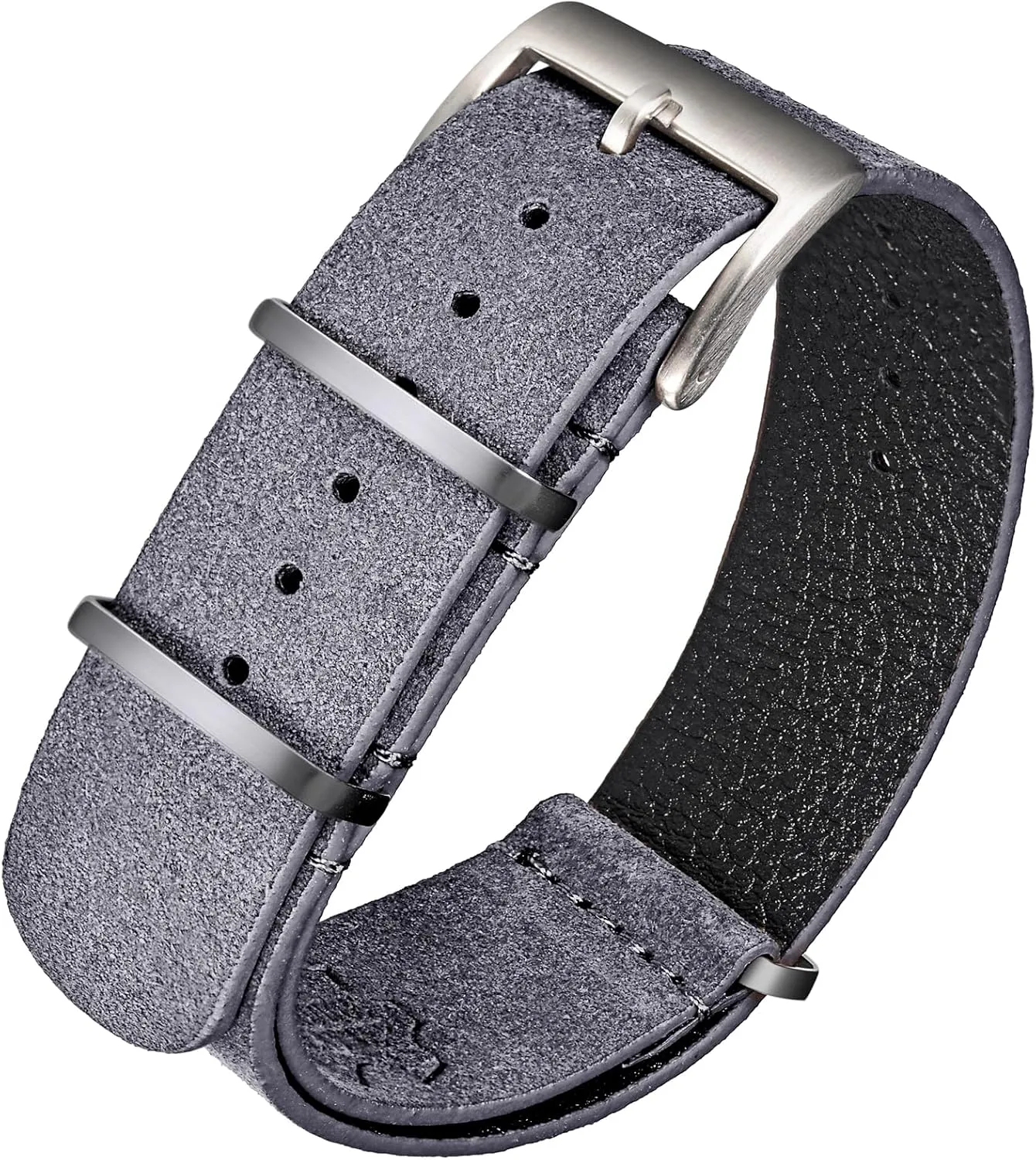 torbollo Suede Leather Watch Band, Style One-Piece Military Watch Strap Vintage Tone 18 20 22mm Replacement Wrap for Men Women