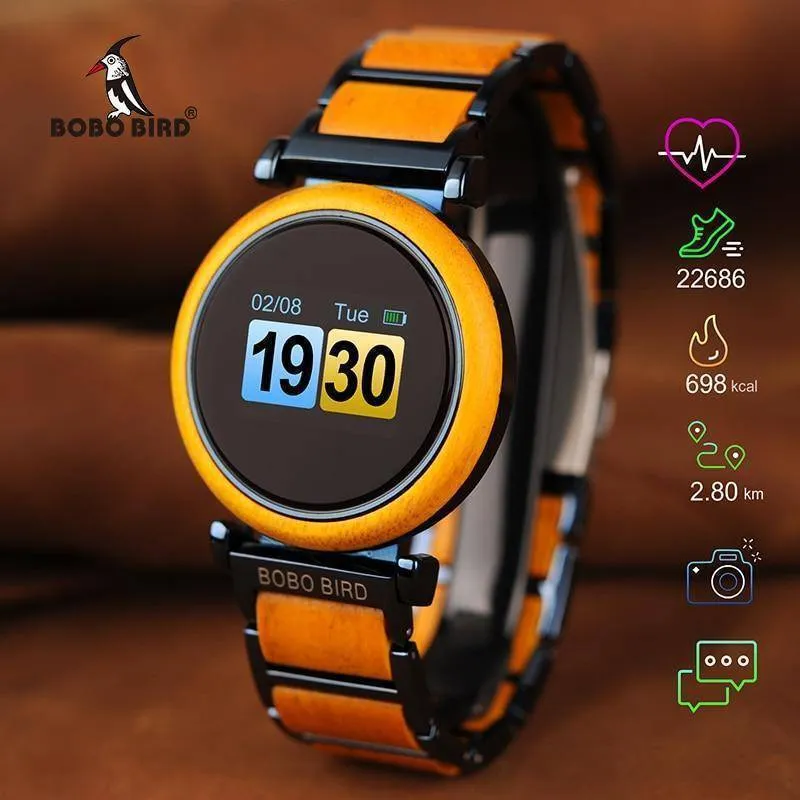 Touch Screen Wooden Watch For Men and Women in Wood Gift Box