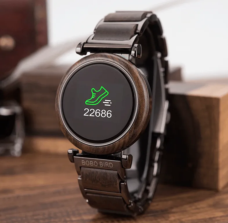 Touch Screen Wooden Watch For Men and Women in Wood Gift Box