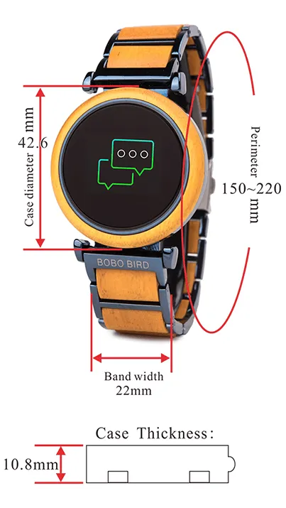 Touch Screen Wooden Watch For Men and Women in Wood Gift Box