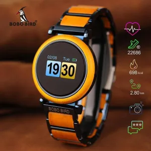Touch Screen Wooden Watch For Men and Women in Wood Gift Box