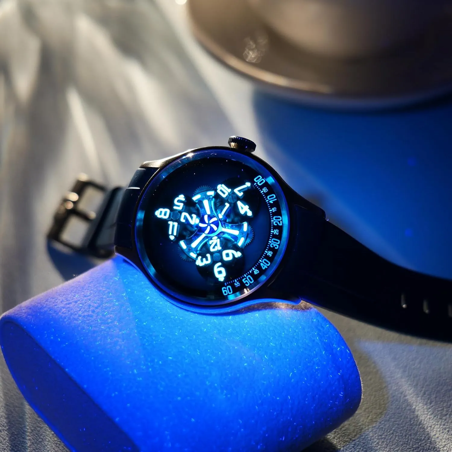 Trisome Mechanical Automatic Watch Men's Planet Sub-dial Super Luminous Blue Nightlight Rubber Waterproof Wristwatch BLM-TRISOME