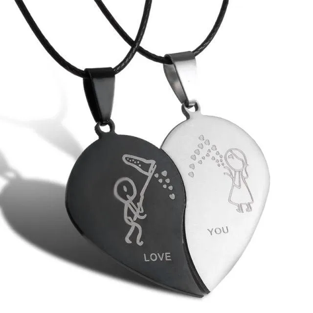 Two Cat Couples Jewelry Necklace Black White Kitten Animal Pendant Choker Necklace Women Valentine's Day Thanksgiving Day Gift