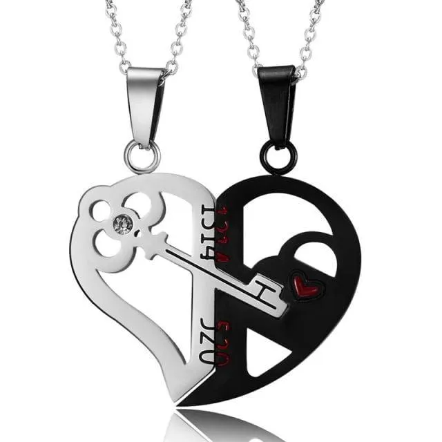 Two Cat Couples Jewelry Necklace Black White Kitten Animal Pendant Choker Necklace Women Valentine's Day Thanksgiving Day Gift
