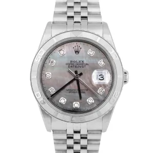 UNPOLISHED PAPERS Rolex DateJust 36mm Turn-O-Graph MOP DIAMOND Watch 16264 B P
