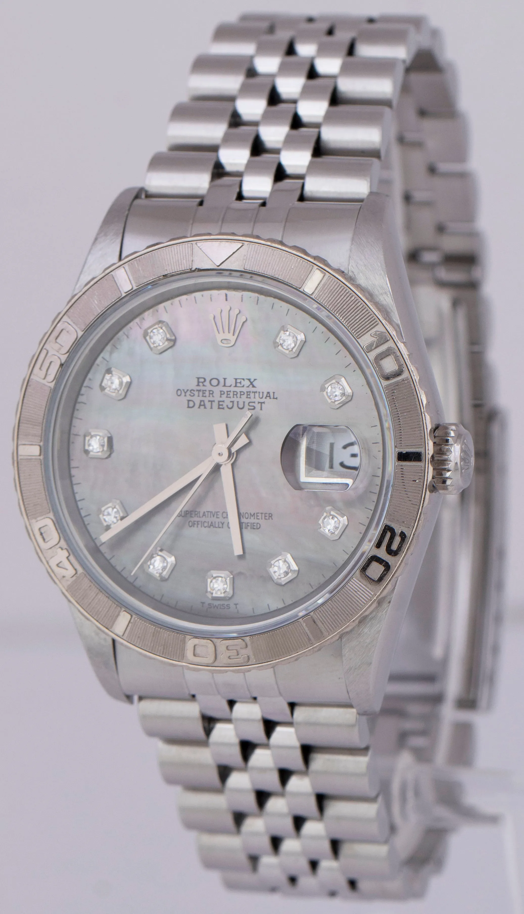 UNPOLISHED PAPERS Rolex DateJust 36mm Turn-O-Graph MOP DIAMOND Watch 16264 B P