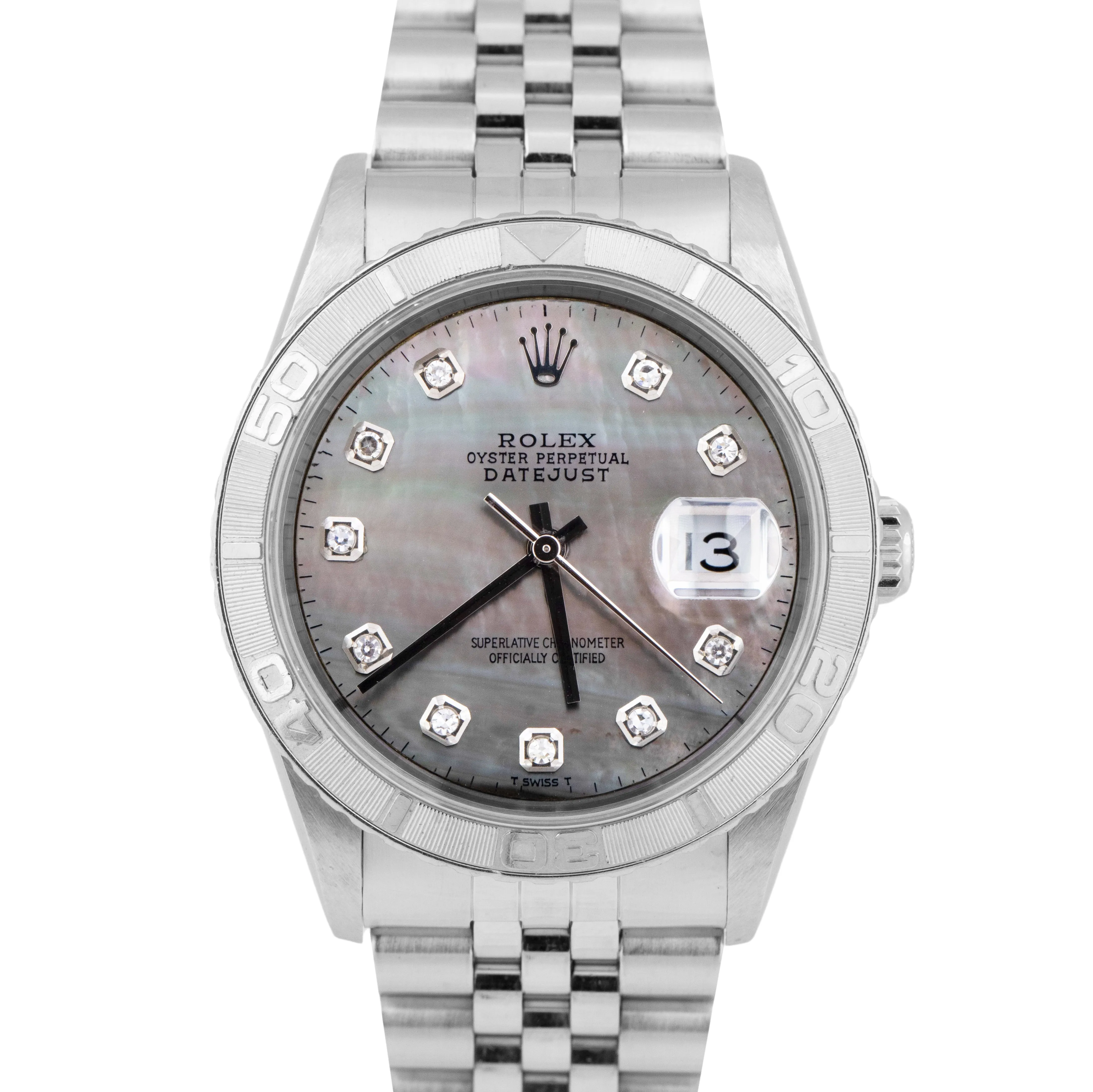 UNPOLISHED PAPERS Rolex DateJust 36mm Turn-O-Graph MOP DIAMOND Watch 16264 B P