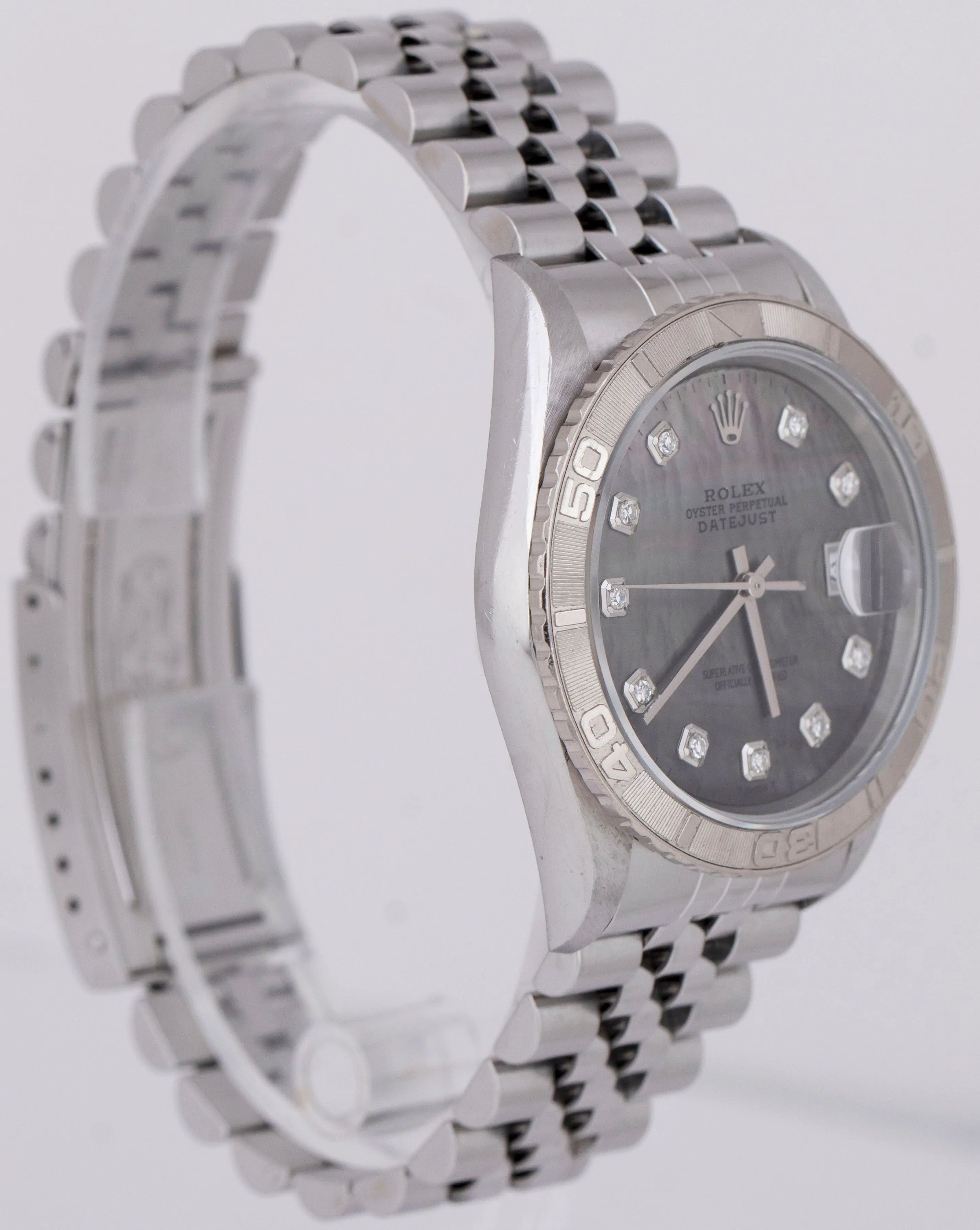 UNPOLISHED PAPERS Rolex DateJust 36mm Turn-O-Graph MOP DIAMOND Watch 16264 B P