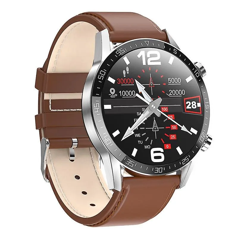 Watches watch men 24 hours continuous temperature monitor bp heart rate smart watches leather brown
