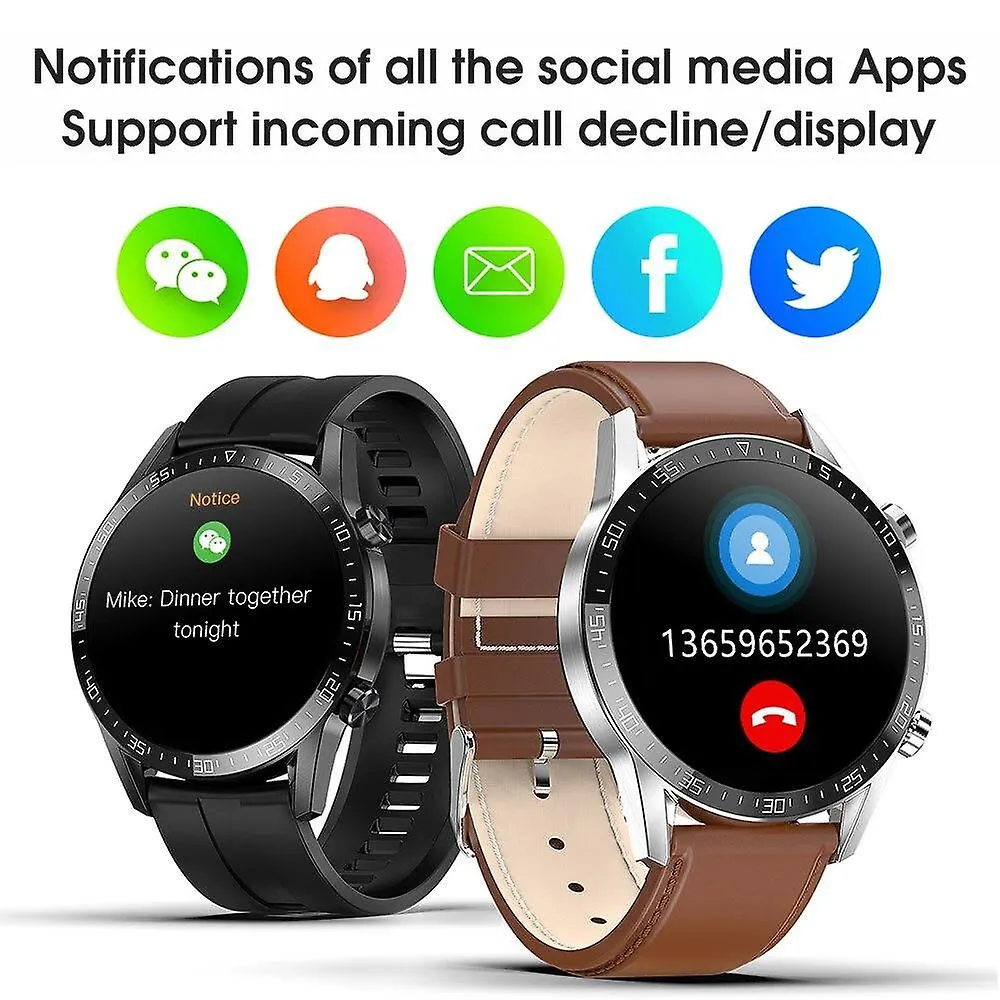 Watches watch men 24 hours continuous temperature monitor bp heart rate smart watches leather brown