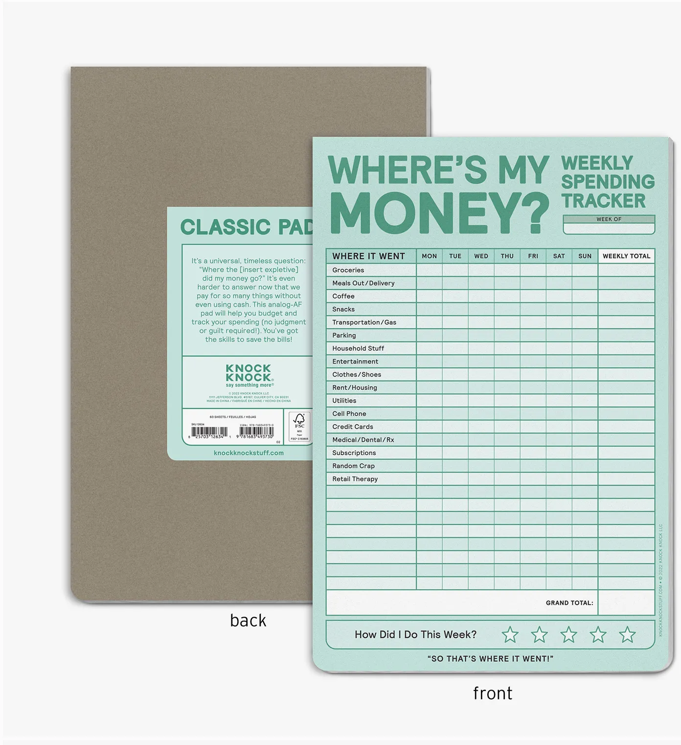 Weekly Money Tracker Pad