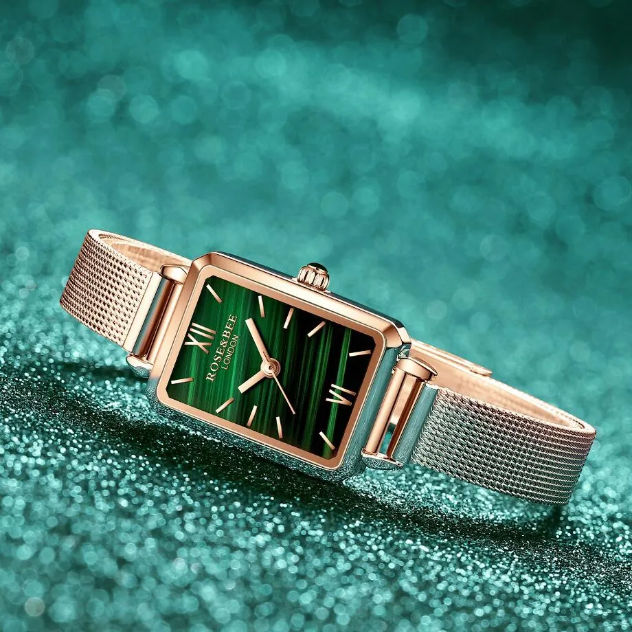 Women Watches Fashion Square Ladies Quartz Bracelet Set