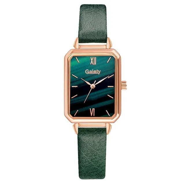 Women Watches Fashion Square Ladies Quartz Bracelet Set