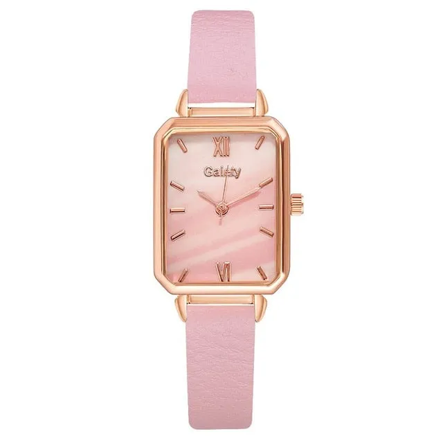 Women Watches Fashion Square Ladies Quartz Bracelet Set