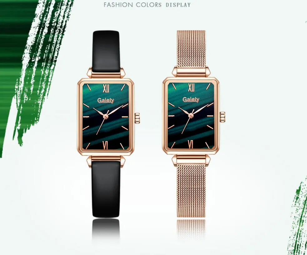 Women Watches Fashion Square Ladies Quartz Bracelet Set