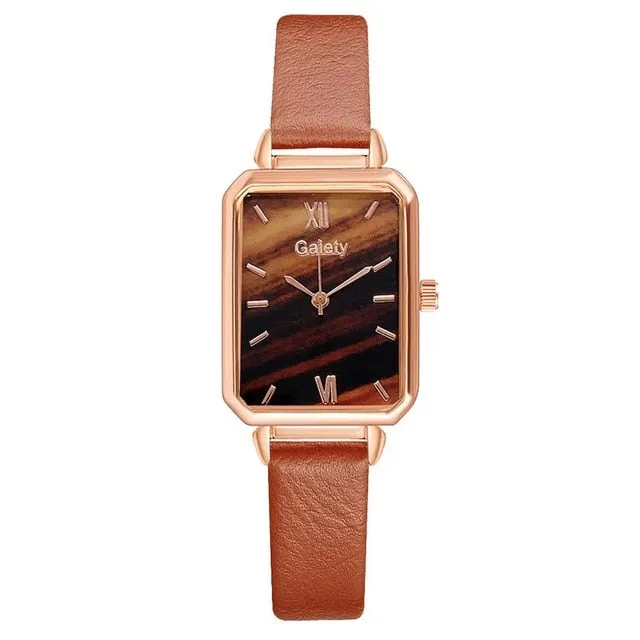 Women Watches Fashion Square Ladies Quartz Bracelet Set